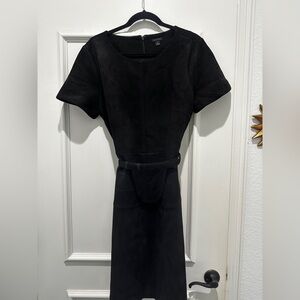 Ann Taylor Black Sheath Midi Dress Crew Neck